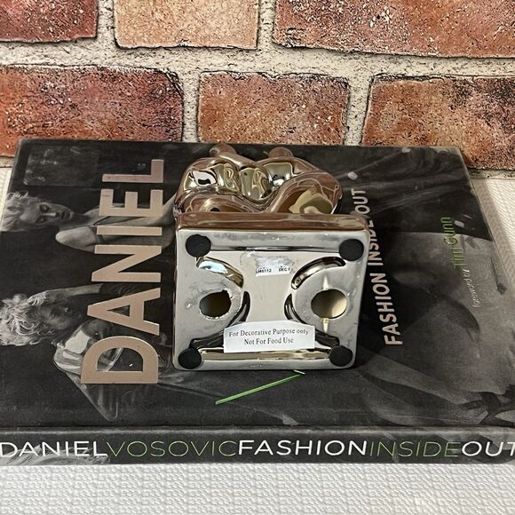 Ceramic Peace Sign Hand Sculpture Figurine Metallic Silver Tone BOHO Decor - Picture 15 of 16